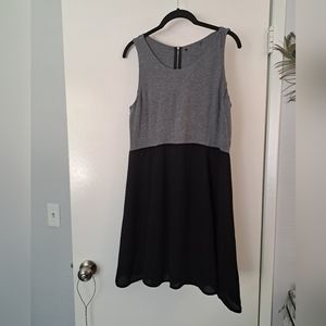 Grey and Black Zipper Skater Dress